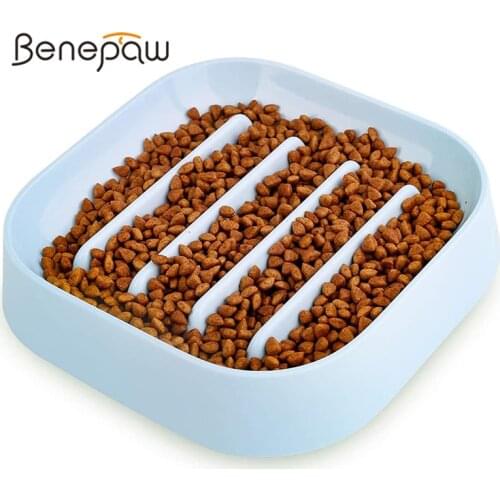 Benepaw Eco-friendly Slow Feeder Dog Bowl Slow Eating Anti-Slip Prevent-Choking Non-Toxic Pet Dish For Cats Small Medium Dogs