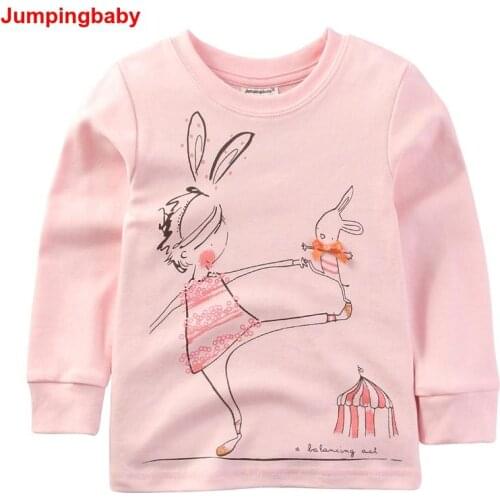 Jumpingbaby 2021 Girls T Shirt Baby Girl Clothes Kids Long Sleeve T-Shirts Cotton Camiseta T-shirt Roupas Infantis Menina Rabbit