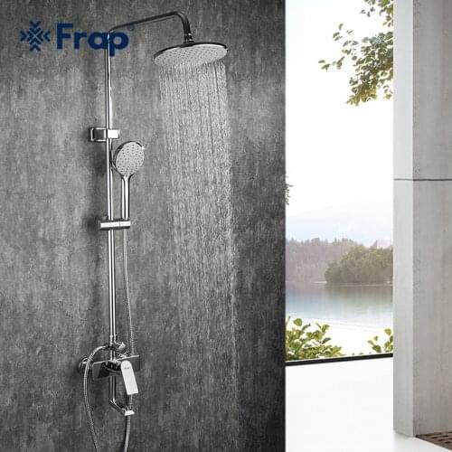 Frap Chrome Bath Shower Faucets Set Bathtub Mixer Faucet Rainfall Shower Tap Bathroom Shower Head Exposed Shower Mixer Tap F2428
