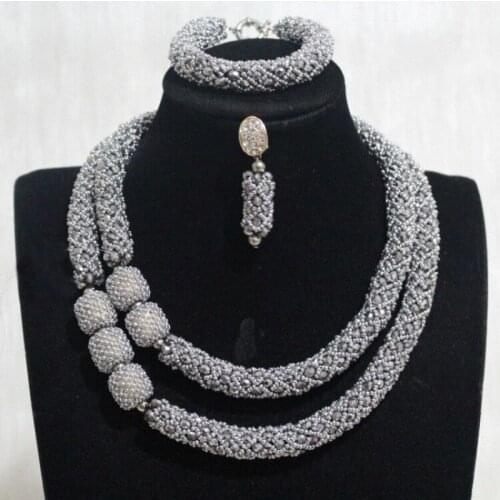 4UJewelry Fine Jewelry Set for Women Silver 2 Layers Indian Bridal Jewellery Set For African Nigerian Weddings 2019 Christmas