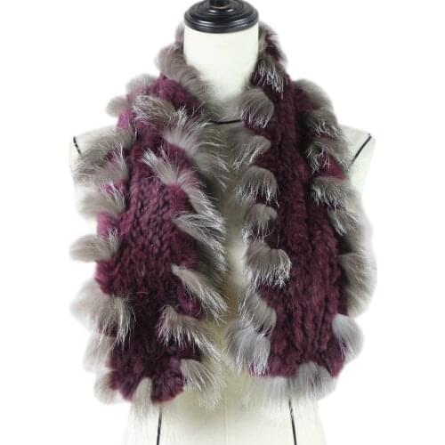 Hot Sale Women Winter Fur Scarves Handmade Genuine Rex Rabbit Fur Scarf Wrap Natural Fur Shawls Winter