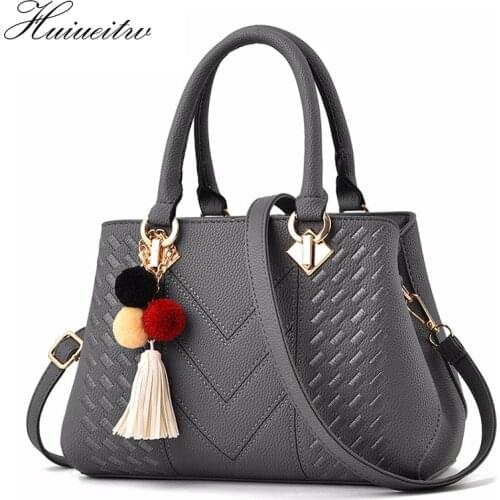 Fashion Women Handbags Tassel PU Leather Totes Bag Top-handle Embroidery Crossbody Bag Shoulder Bag Lady Simple Style Hand Bags