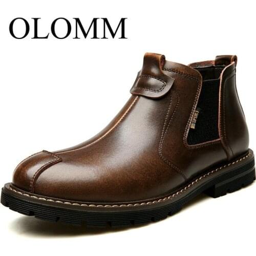 OLOMM Chelsea boots men 2019 autumn and winter new trend tooling Martin boots mens middle boots short boots men DD-100