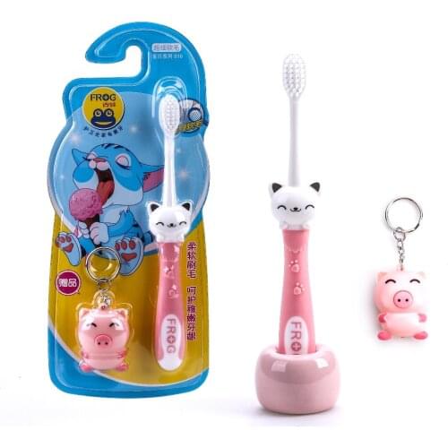 Super delicate wool children 5 ~ 8 years old little toothbrush brush a head to caress gums cute cartoon handle Color random