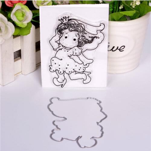New Girl Boy Cartoon Pattern Stamp And Metal Die Scrapbooking Alphabet Stamp Embossing Craft Making Silicone Transparent Stamps