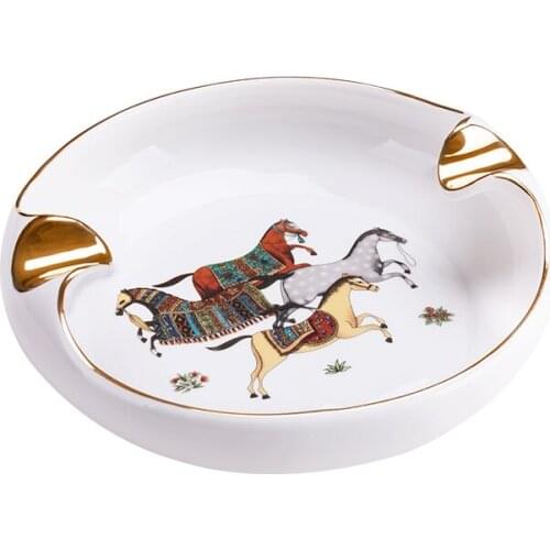Wholesale Cigar ashtray ceramic Chinese retro large diameter smoke tank ashtray CE-W001