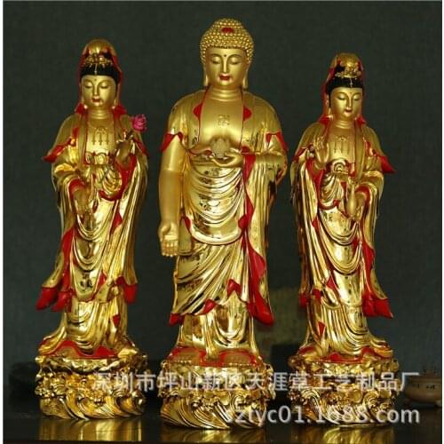 Resin plating gold painted statues of Buddha temple FRP big gift Western Trinity resin statues