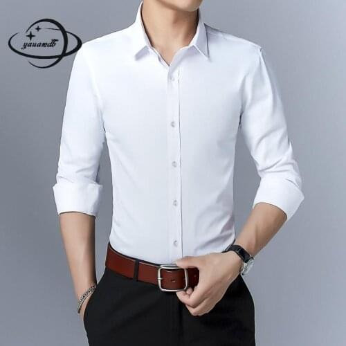 Mens Shirts Spring Autumn Male Clothing Long Sleeve Single Breasted Square Collar Formal Dress Slim Open Stitch Man Clothes H37