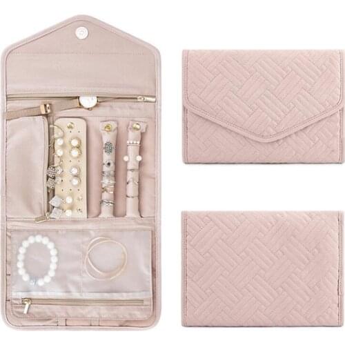Foldable Travel Jewelry Organizer Roll Jewelry Case for Ring Earring Necklace Watch Jewelry Storage Bag Travel Jewelry Container