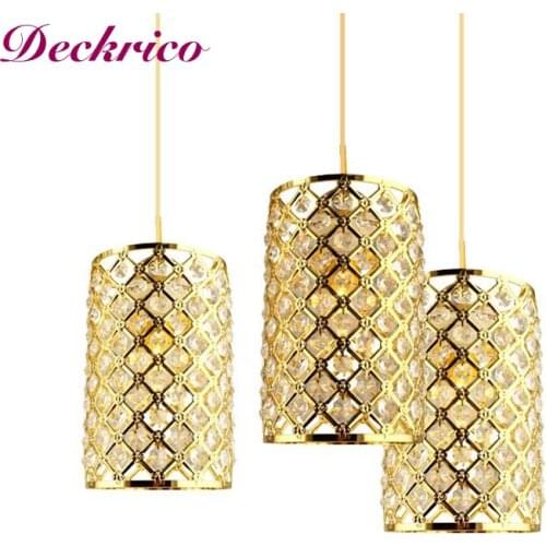 Modern Luxury Indoor Crystal Gold Chandelier Corridor Restaurant Bar Pendant Decorative Led Ceiling Light Fixture Hanging Lamp
