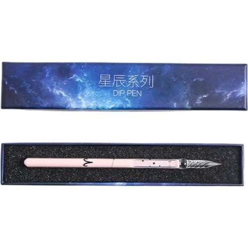 Glass Dipped Pens Handmade Rainbow Crystal Dip Pen Signatures Gift Cards Writing Art Calligraphy 12 Constellations Dropship