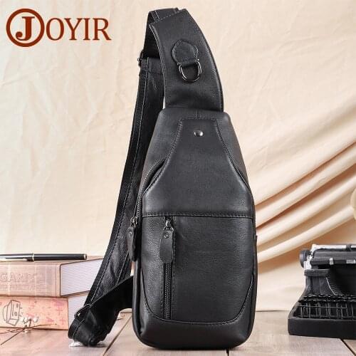 JOYIR Genuine Leather Sling Shoulder Bag Men Chest Pack Crossbody Bags for Men Outdoor Travel Hiking Sports Chest Bag New