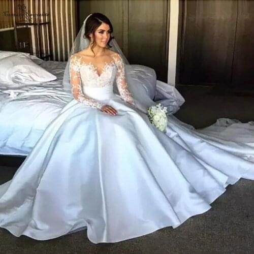 Vestido De Noiva Mermaid Wedding Dresses with Detachable Skirt High Slit Lace Applique Long Sleeve Bridal Gowns Robe De Mariee