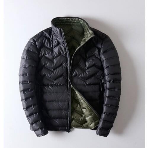 Ultra Light Down Jacket Men Double-sided Wear Thin Autumn Winte Jackets for Men Puffer Coat Abrigos Para Hombre KJ791