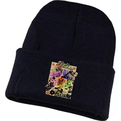 Anime JoJos Bizarre Adventure Knitted hat Cosplay hat Unisex Print Adult Casual Cotton hat teenagers winter Knitted Cap
