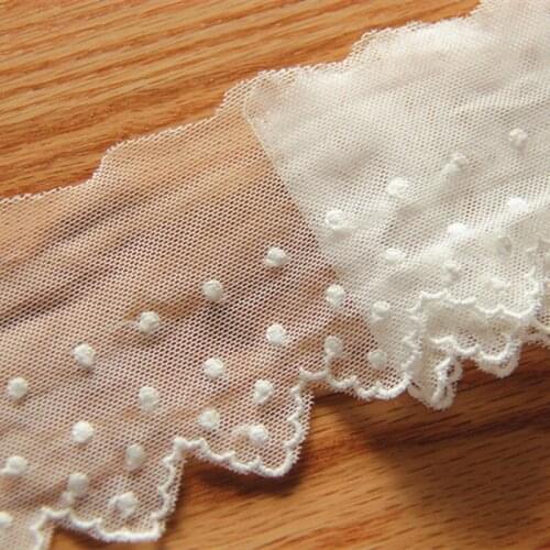 Dot Embroidery Lace Cotton Embroidered Lace White Scalloped Sewing Garment Accessories 5.5cm