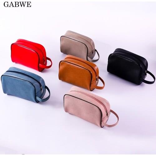 GABWE Women Makeup Bag Portable PU Leather Cosmetic Cases Beauty Toiletry Pouch Female Organizer Travel Bags Maquiagem Neceser