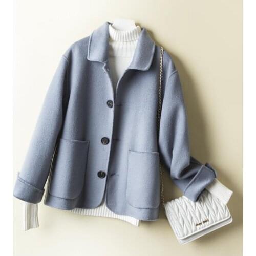 New fashion 100% double-sided wool coat Women 2020 Autumn Winter Short overcoat high quality Solid Woolen Jacket Women Coats