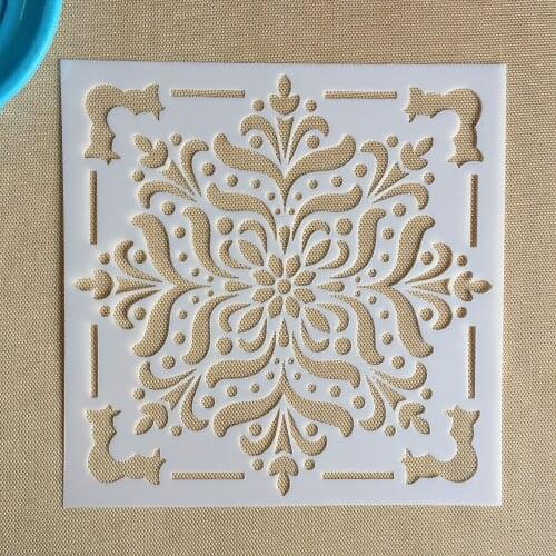 Mandala 1pc 15 * 15cm mold DIY home decoration drawing template laser cutting wall template painting tile tiles stencil