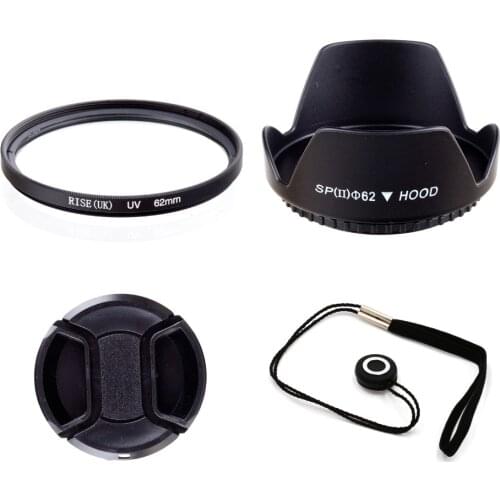 100% GUARANTEE Lens Cap+Hood+UV Filter+gift For 62mm Panasonic DMC GF3 G3 14-42mm FZ100 FZ40 FZ45