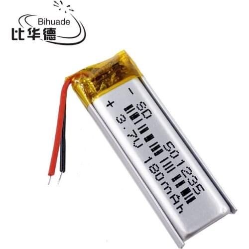 2pcs/lot 3.7V 180mAH 501235 Polymer lithium ion / Li-ion Rechargeable battery for DVR,GPS,mp3,mp4