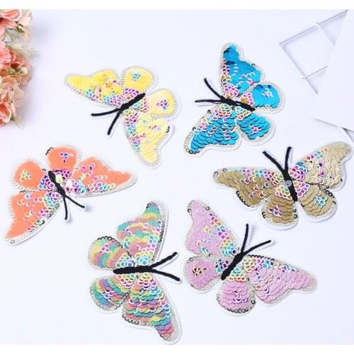 20pcs/lot Embroidery Patch Sequin Butterfly Sticker Women Shirt Dress Clothing Decoration Sewing Accessories Craft Diy Applique