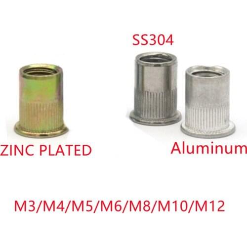 5-50pcs M3 M4 M5 M6 M8 M10 M12 stainless steel Rivet Nut Carbon Steel Aluminum Flat Head Insert rivet Nut