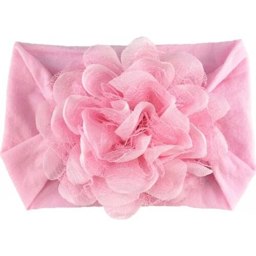 50pcs/lot, 10cm Soft nylon hair band with chiffon mesh chiffon lace flower headwear with girl princess accessories