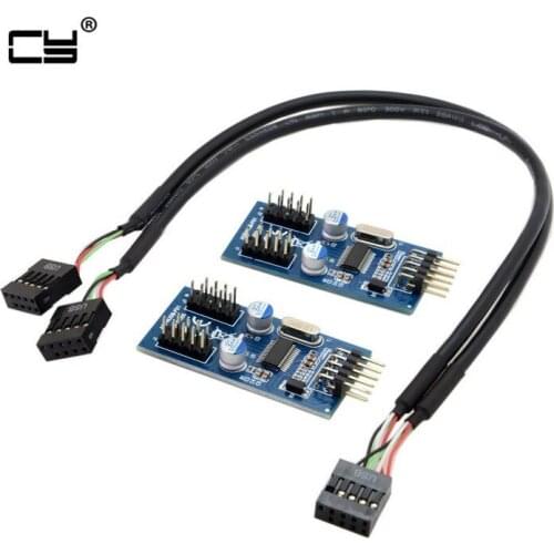 9pin USB 2.0 Header 1 to 2 / 4 Female Extension Cable HUB Connector Adapter Port Multilier