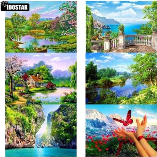 IOOSTAR Diamond Painting Full Square/Round Diamond "beautiful scenery" Pattern Embroidery Cross Stitch 5D Rhinestone Painting