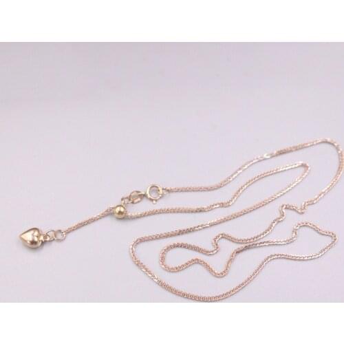 AU750 Pure 18K Rose Gold Flash White Necklace Width 1mm Wheat Chain Adjustable Necklace 3.1g / 18inch For Women Gift