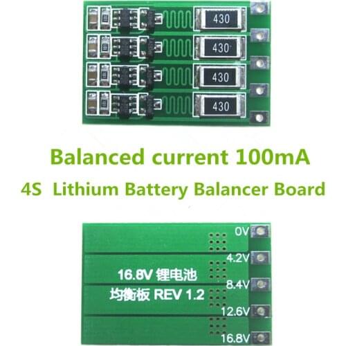 4S 100mA Lithium Battery Balancer Board 18650 Li-ion Battery Balancing Board Balance Current 14.8V 16.8V