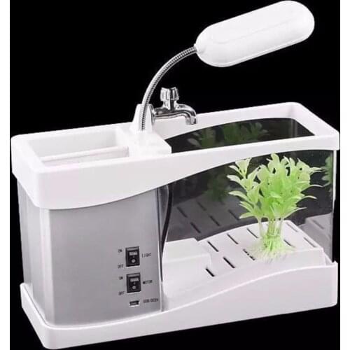 Free Shipping Mini USB Aquarium LCD Fish Tank Display Clock Led Lamp Light Assorted Childrens bedroom