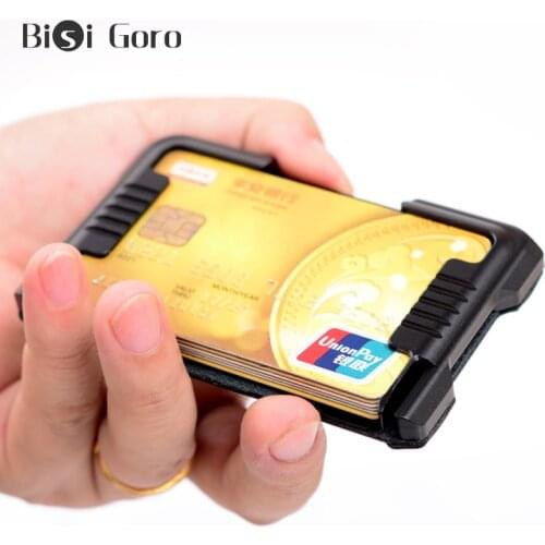 BISI GORO Mens Card Holder Female RFID Aluminum Alloy Wallet Antimagnetic Outdoor Purse Multi-Function Credit Metal Card Case