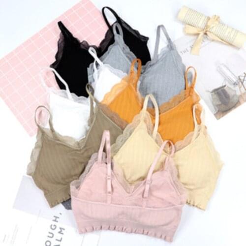 Sexy Lace Bras Seamless Adjustable Push Up Brassiere Underwear Women Solid Color Hollow Out Breathable Triangle Bra Lingerie