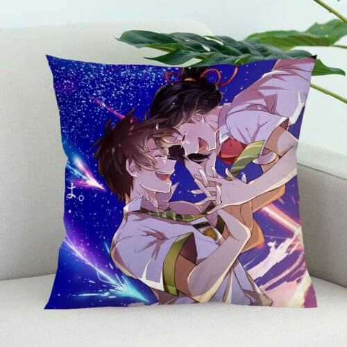 Your Name Anime 01 Pillow Cover Bedroom Home Office Decorative Pillowcase Square Zipper Pillow Cases Satin Soft