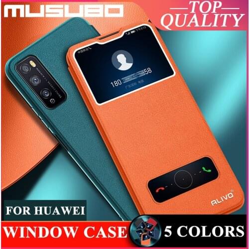 Musubo Luxury Case For HUAWEI Honor 30 Lite V30 20 Pro Play 4 3 X10 9X Window Cover Nova 7 SE 6 SE Fundas Genuine Leather Soft