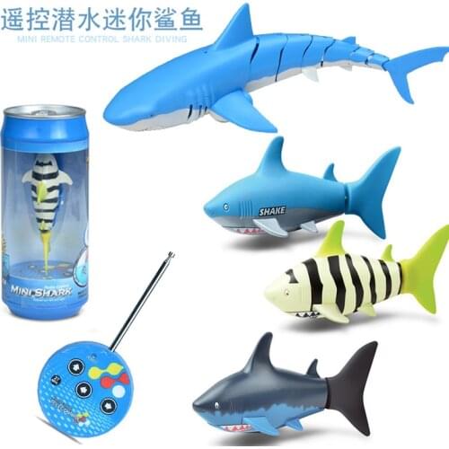 Innovation mini remote control small shark strange new coke cans fish swimming underwater remote shark children toys
