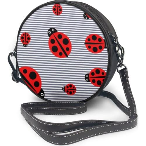 Carton Ladybug Round Crossbody Cell Phone Shoulder Bag Messenger Bags Fashion Daily Use For Women Wallet