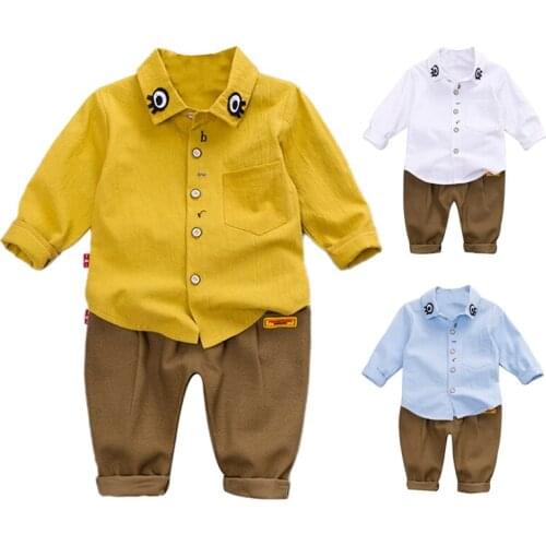 Baby Boy Clothing Set 2pcs Boy Shirt Top Pants Overalls Casual Long Sleeve Autumn Boy Clothes 0-5 Years