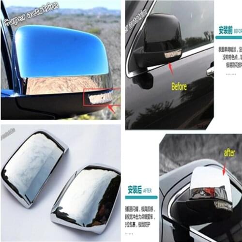 Lapetus Side Rearview Mirror Protection Kit Cover Trim 2 Piece For Jeep Grand Cherokee 2014 2015 2016 / With Turn Light Model