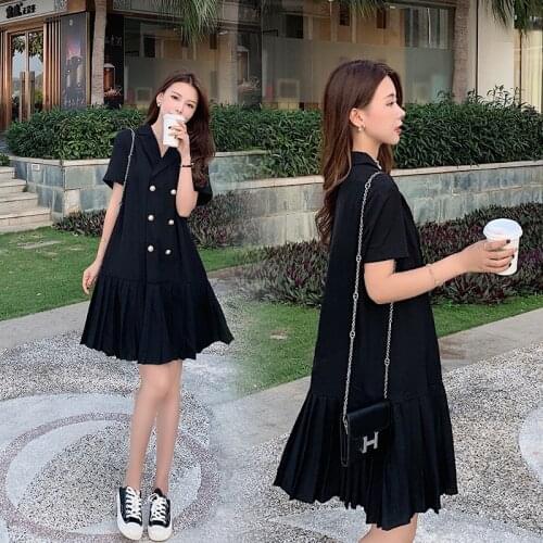 2021 Summer Korean Fashion Black Maternity Blazer Dress A Line Elegant Plus Size Clothes for Pregnant Women Chic Pregnancy