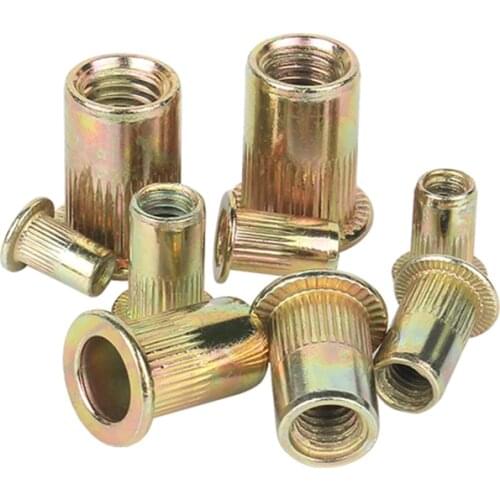 M3 M4 M5 M6 M8 M10 M12 Flat Metric Threaded Rivet Nuts Carbon Steel Flange Rivnut Insert Nutsert Nuts Fastener Wholesale