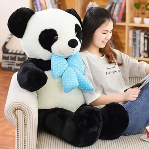 Cute large panda 120cm doll plush toy bowtie panda doll soft throw pillow, christmas gift x067