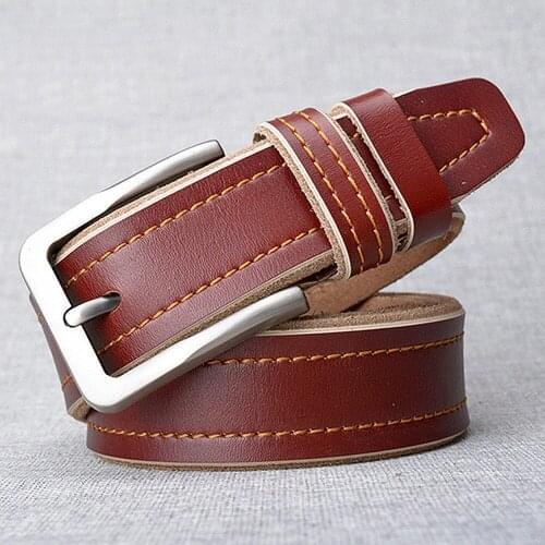 2019 Men Cowhide Belts Good Quality Metal Buckle Vintage Real Leather Belt Fashion Casual Jeans Belt Men Luxury Waist Belt Strap