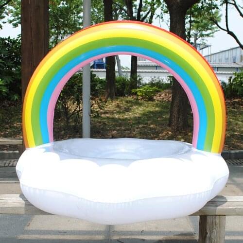 Inflatable Rainbow Swimming Ring Cloud Water Buoy Adult Super Large Pvc Floating Row Mount Unicorn Pool Toys Adult