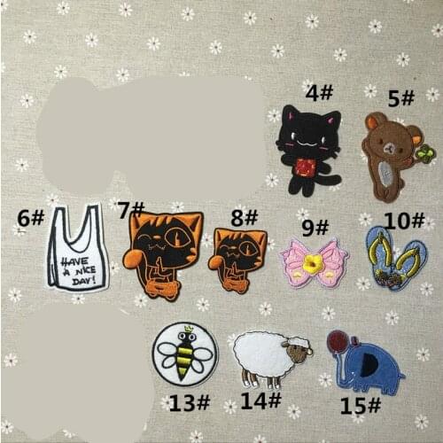 50pcs/lot Embroidery Patches LettersKitten Cat Sheep Bee Vest Slipper Animal Kids Clothing Decoration Sewing Accessories DIY