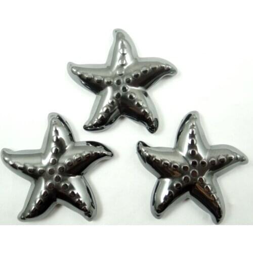 Natural Quartz crystal Titanium Hematite hand-Carved starfish Gem pendant for diy jewelry making necklace Accessories3pcs