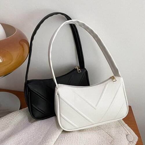 2021 New Fashion Women Shoulder Bag Simple Designer Handbags And Purses Solid Pu Leather Underarm Bags For Women