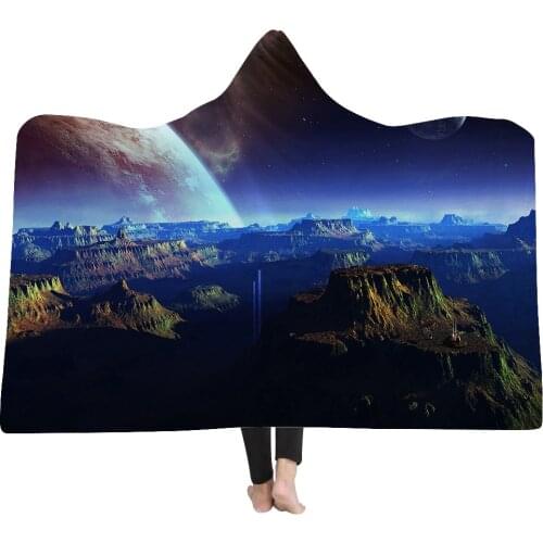 Colorful Starry sky nebula Hooded Blanket for Adult kids print Arctic Fleece Cape soft Wearable blankets winter warm L04